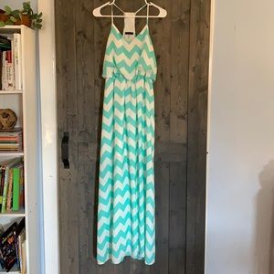 Cals • Mint and White Chevron Maxi Dress